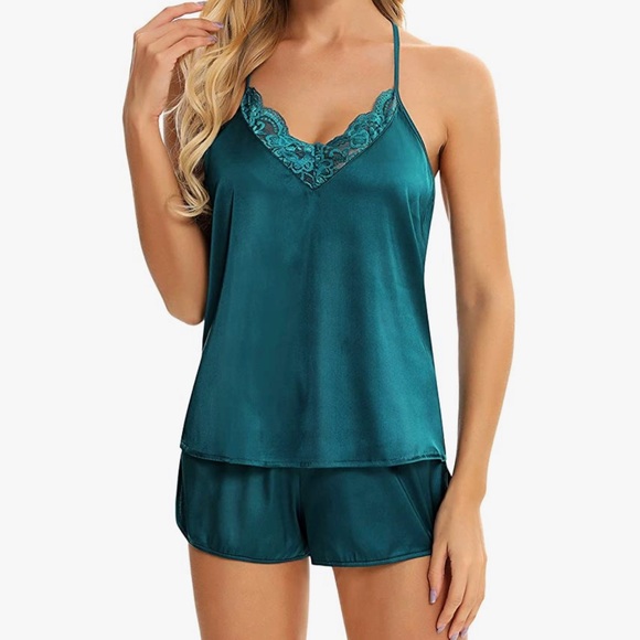 Other - Green lace pajama shorts and tank top set